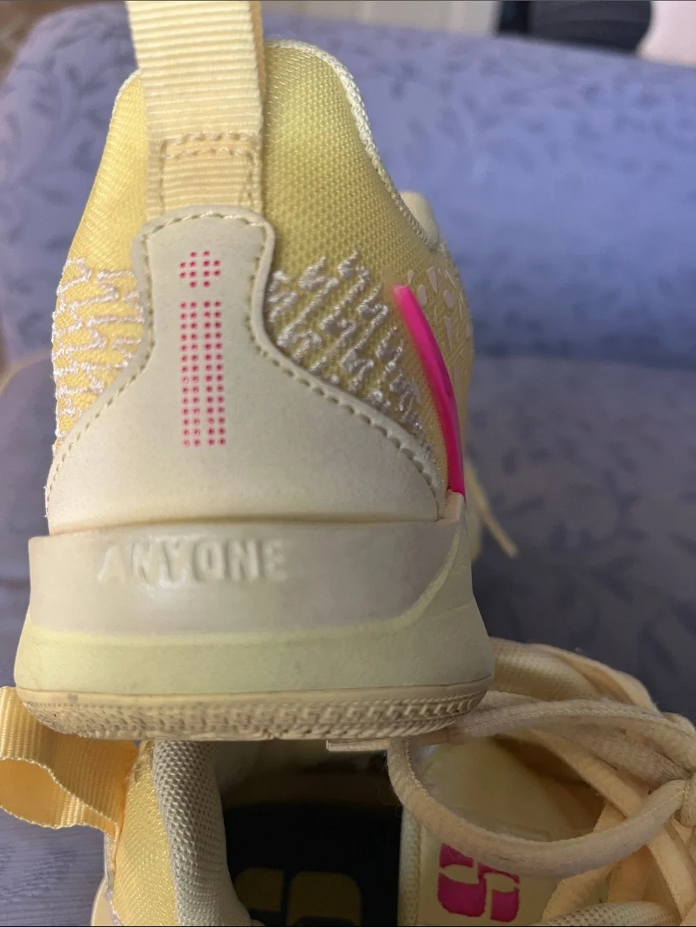 Nike Sabrina 2 Anyone 2.5 youth, yellow sneakers metallic blue & hot pink swish